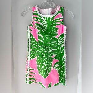 Lilly Pulitzer Pink and Green Tropical Classic Girls Shift Dress